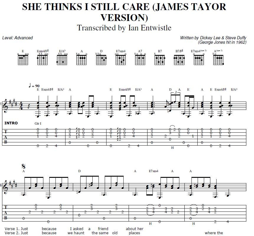 She Thinks I Still Care Guitar Tab The Songs Of James Taylor 